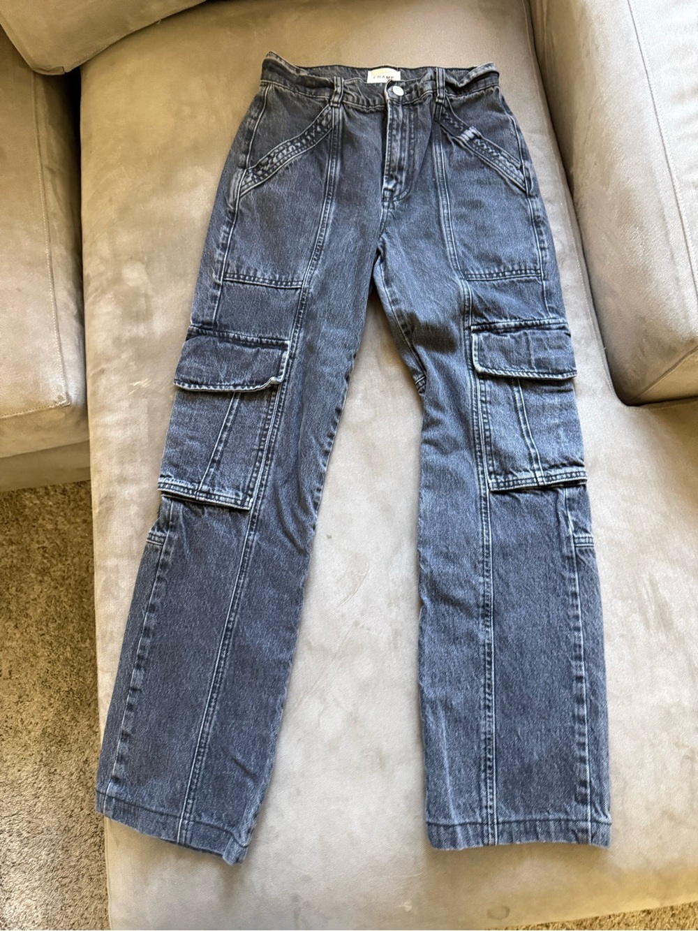 Women’s Frame Black Cargo Jeans with Utility Pockets